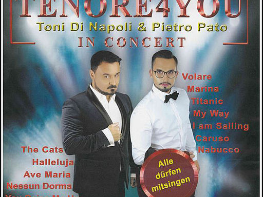 Plakat Tenöre 4 you, zwei männer vor blaum Hintergrund, Konzertplakat